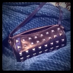 Black Leather Pyramid Studded Purse